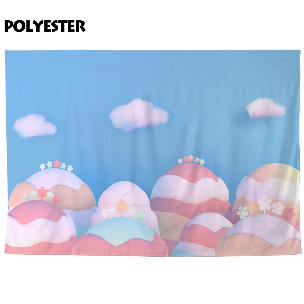 Фоны Funnytree для фотосъемки на день рождения, голубое небо, облака, красочные милые маленькие цветы, десерт, конфеты, бар, фотосессия, обои