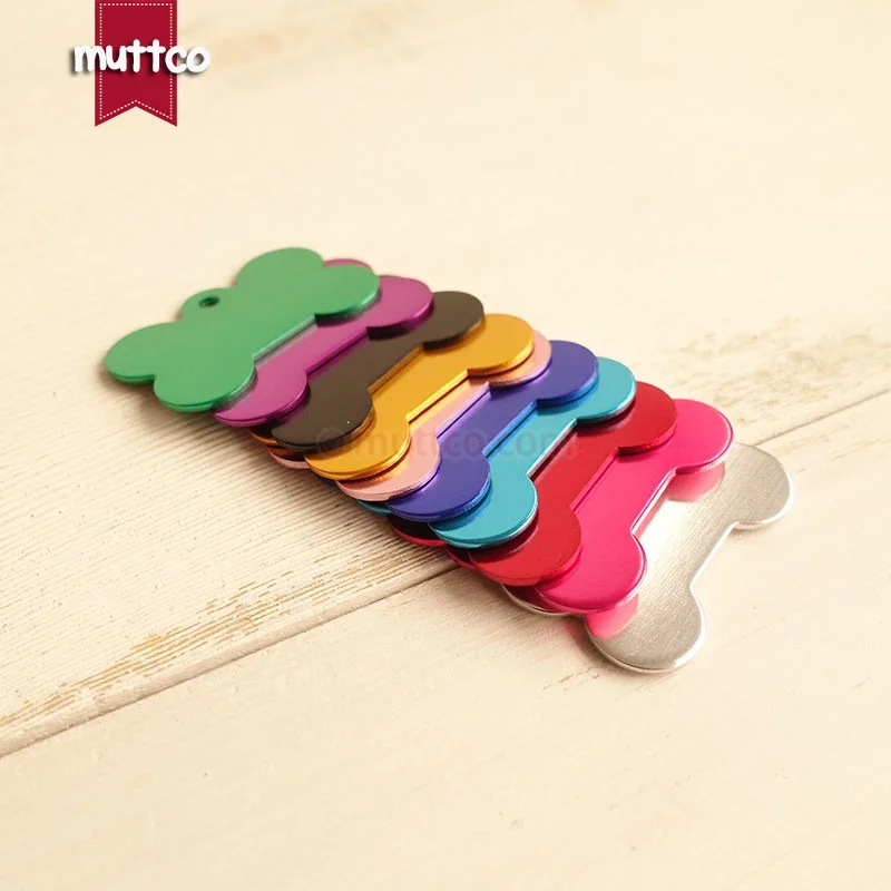 10pcs/lot low price metal craved name id tag blank craved phone number bone sharp dog id tag 10 colors DIT-025