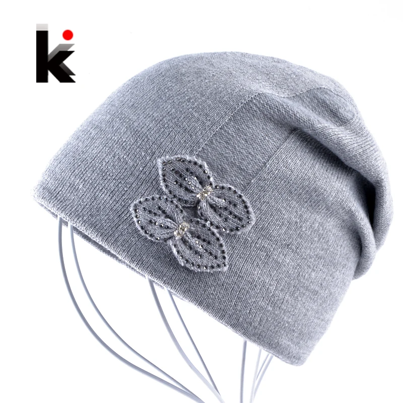 2018 Winter Knitted Hats For Women Diamond Beanies Hat Female Thickening Skullies Bonnet Caps Ladies Beanie Touca Moda Feminina