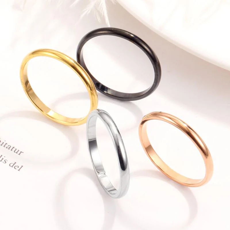 Small Stainless Steel Rings for Women Black Rose Gold Silver Color Tail Ring Fashion Jewelry Wholesale