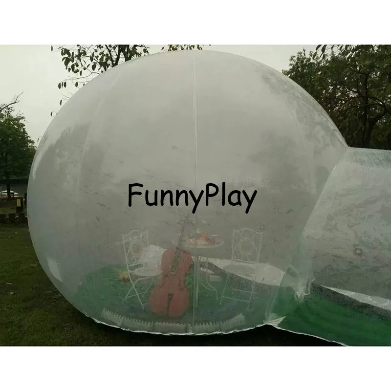 

inflatable bubble tent, 5M diameter with 2m corridor 0.45mm PVC Transparent Camping Tents Inflatable Bubble Hotel Event Tent