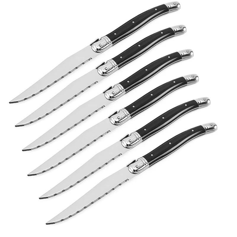 4-10pcs 9\'\' Laguiole Steak Knife Black Cutlery Dinner Knives Forks Stainless Steel Dinnerware Restaurant Bar Kitchen Tableware