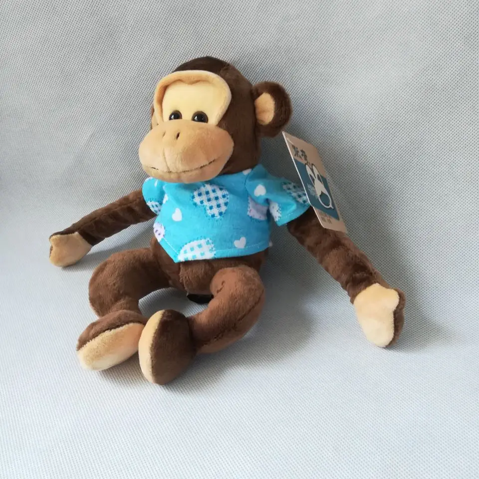 high quality goods 24cm brown monkey dressed cloth magnet monkey plush toy,baby toy Christmas gift h033