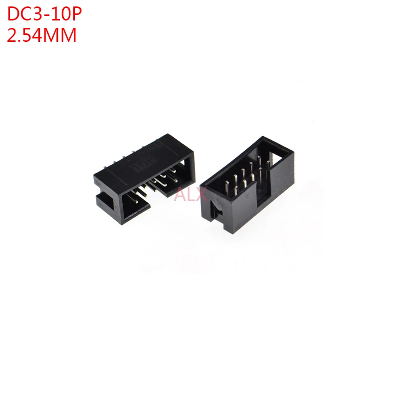 10pcs dc3-10p 2.54MM pitch JTAG ISP MALE SOCKET straight idc box headers PCB CONNECTOR DOUBLE ROW 2x5PIN dc3 10 PIN 10P HEADER