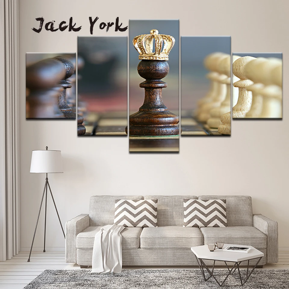 

Canvas Painting International chess 5 Pieces Wall Art Painting Modular Wallpapers Poster Print for living room Home Decor