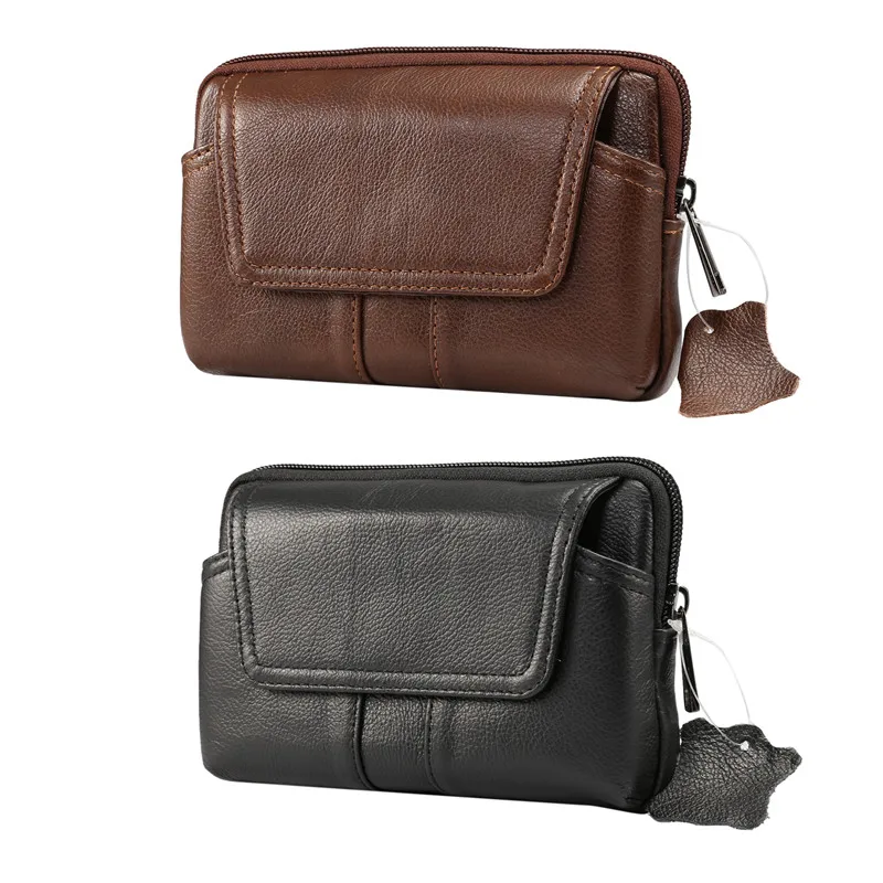 Men Genuine Leather Vintage Travel Cell Mobile Phone Belt Pouch Purse Waist Bag for iPhone 8 7 6 5s/6 7 8 plus for Below 6.0''