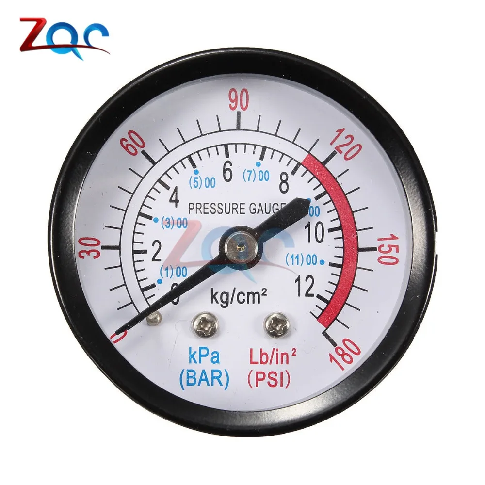 13mm 1/4 BSP Thread 0-180 PSI 0-12 Bar Air Pressure Gauge For Air Compressor Iron New Arrival Diameter about 52mm