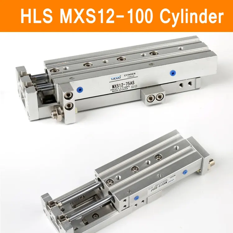 HLS MXS12-100 SMC Type MXS Series Cylinder MXS12-100A 100AS 100AT 100B Air Slide Table Double Acting 12mm Bore 100mm Stroke