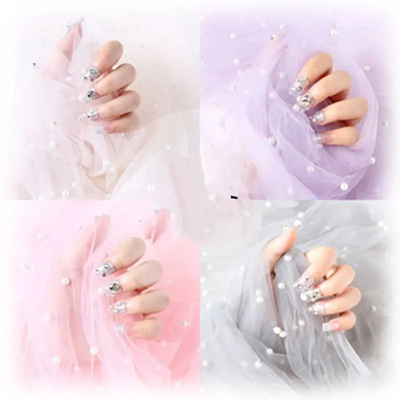 GLace 2Y/lot  soft mesh fabric colourful nail bead fabric for wedding decoration background cloth TX1057