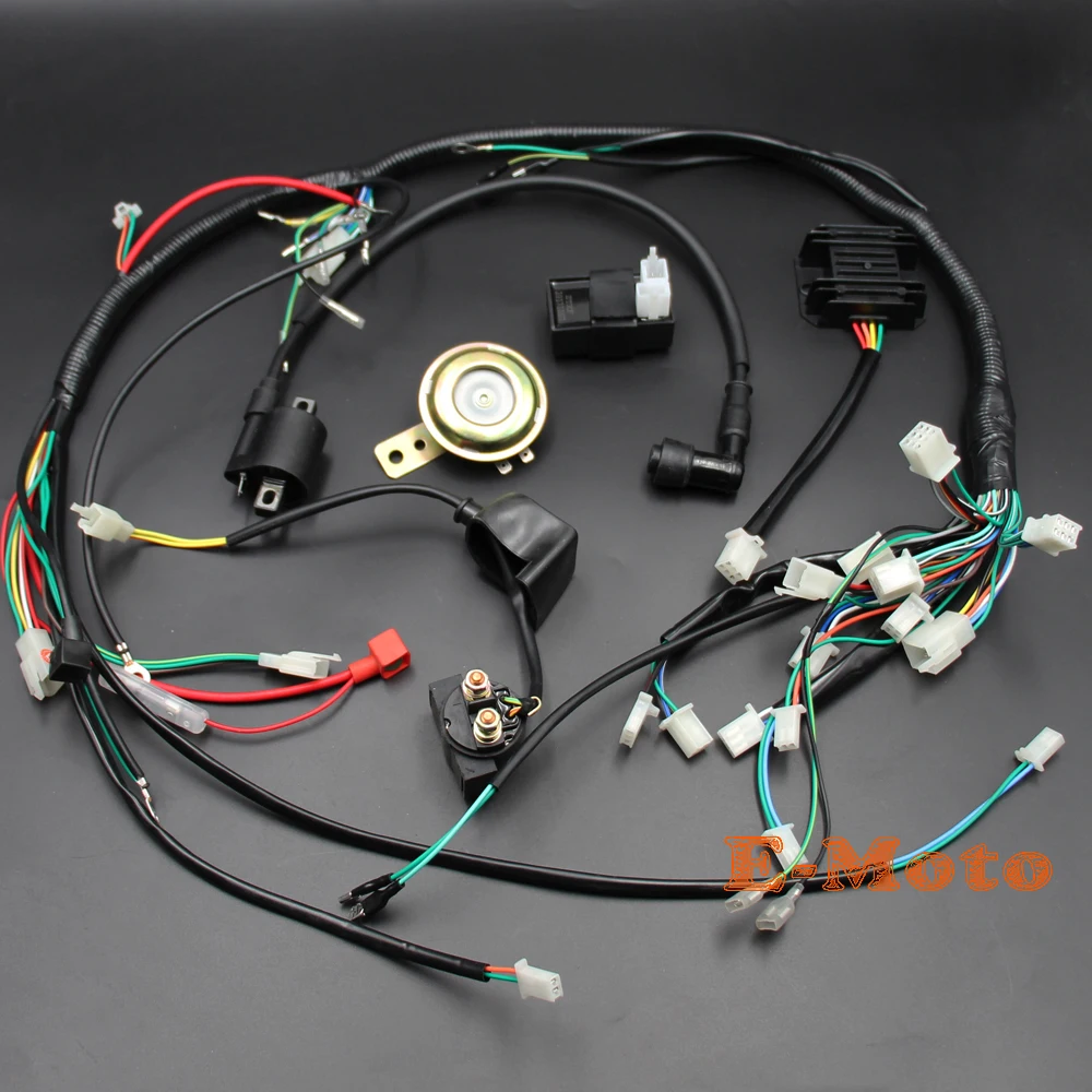 ZONGSHEN LONCIN LIFAN 150 200cc 250cc ATV GY6 Quad Full Electric Parts Wire Harness Loom Solenoid Coil Rectifier & Horn E-Moto