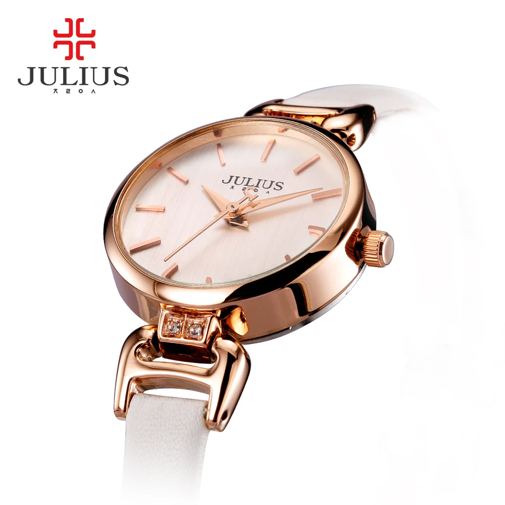 Hot Lady Women\'s Watch Japan Quartz Fine Fashion Hours Dress Bracelet Retro Cute Simple Leather Girl Birthday Gift Julius Box