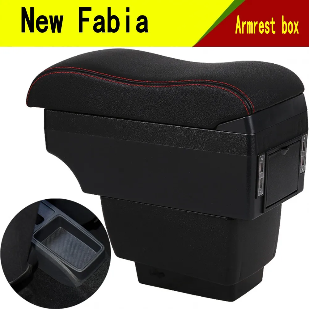 

For Car Skoda Fabia Armrest Box Central Content Interior Arm Elbow Rest Storage Case Car-styling with USB Cup Holder