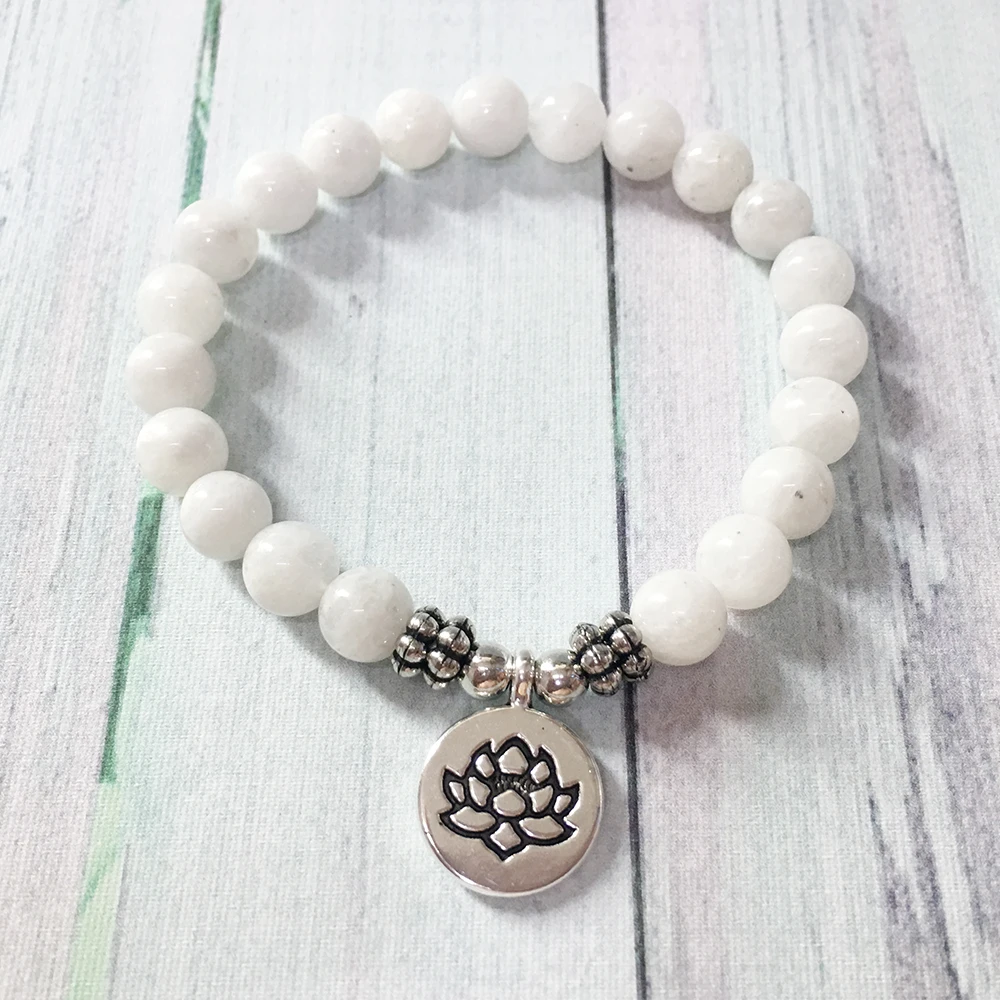 MG0300 New Design Moonstone Lotus Bracelet Divine Love Chakra Healing Bracelet Natural Stone Jewelry Wholesale