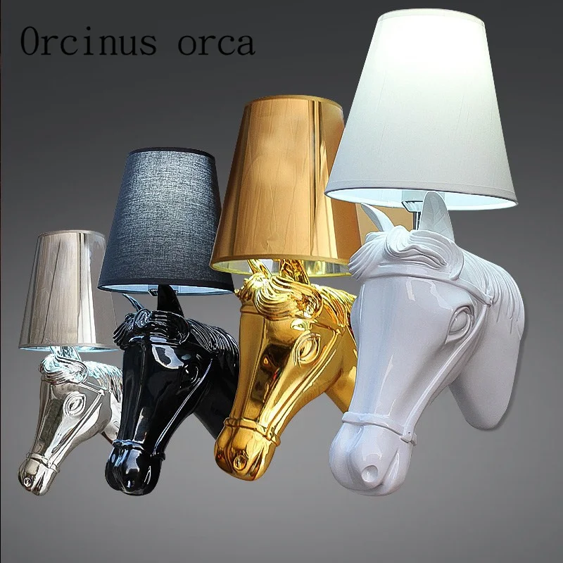 European style simple LED horse head wall lamp corridor bedroom bedside Mediterranean wall lamp free shipping