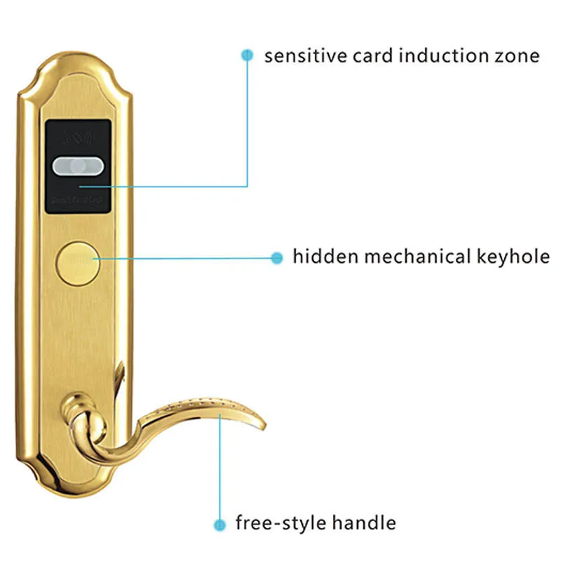 LACHCO Hotel Lock Digital Promotion Intelligent Electronic RFID Card Door Lock with Key for Hotel Home Apartment Office L16016SG