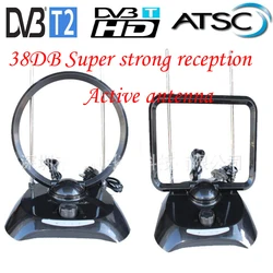 High Gain Active Telescopic Indoor Antenna Super Strong Reception Suitble For Dvb-t2 Dvb-t Atsc-t Tv And Tv Box H264/H265