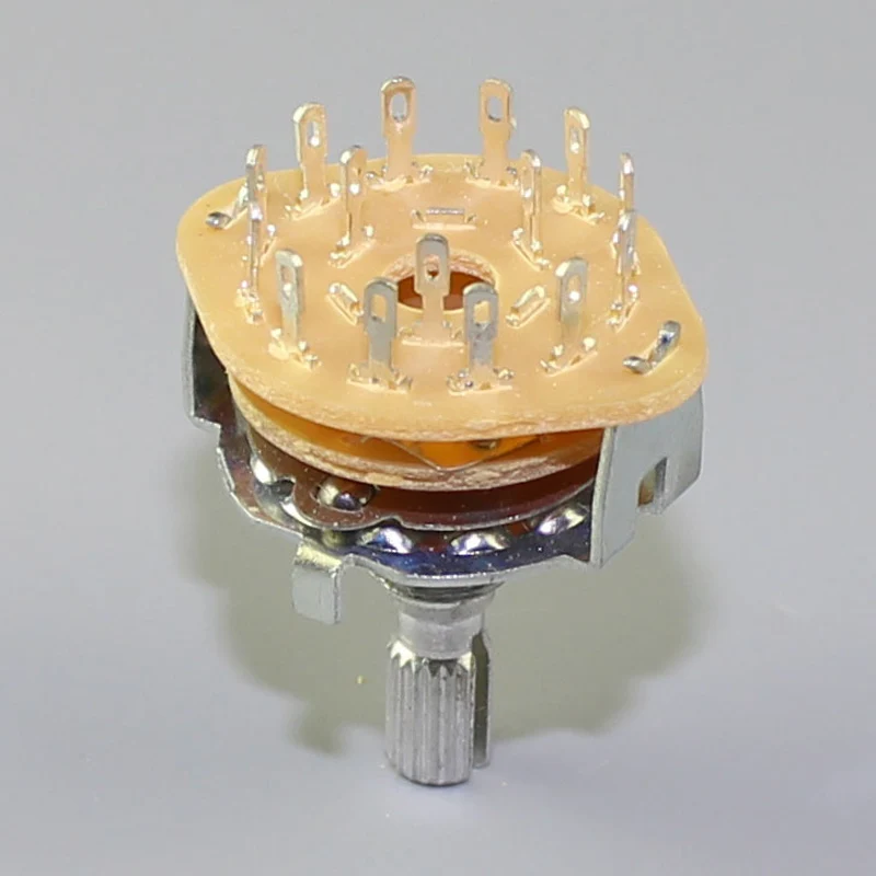 2PCS 20MM Metall Drehschalter Selector 1P12T/2P6T/3P4T/4P3T M9X0,75 18 Zähne Rändel Welle mit Solder Terminals – Detail 3