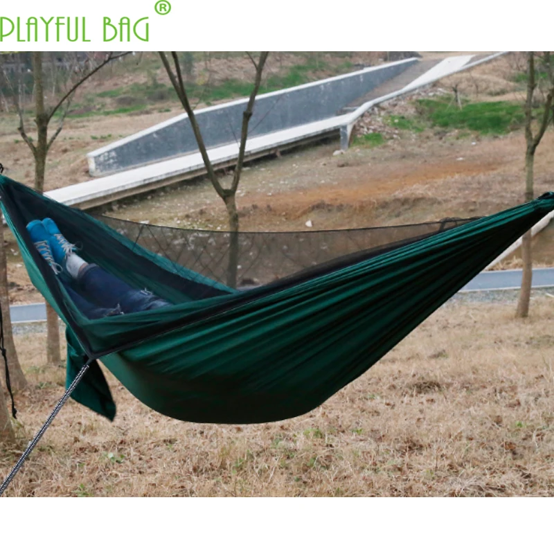 

Outdoor Mosquito 270*140 Net Hammock 210T nylon spinning parachute cloth anti-mosquito hammock Comfortable and light ZI03