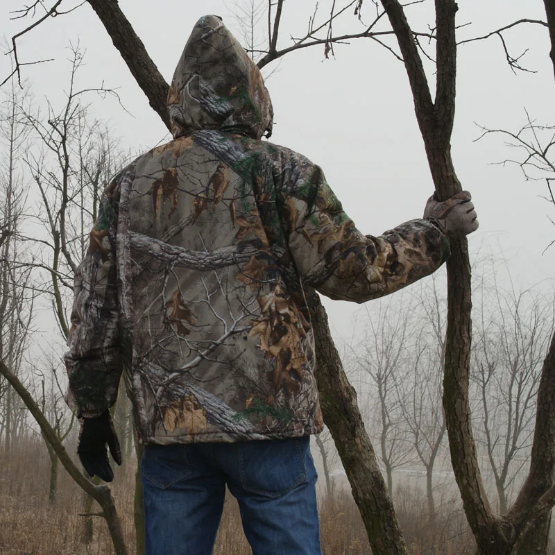 Autumn Winter Warm Fleece 3D Camouflage Hunting Jacket Ghillie Suit Tactical Hiking Fishing Clothes Men Waterproof Hooded Jacket