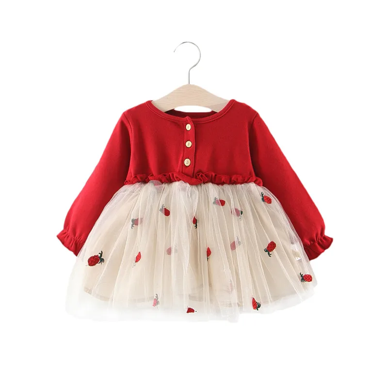 Lawadka Spring Newborn Baby Dresses for Girl Princess Lace First Birthday Girl Party Dresses Red Baby Outfits Clothes 6M-3Years