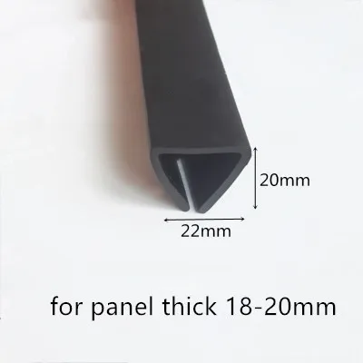 Rubber Sealing U Strip 20x22x20mm for 18 - 20mm thick Glass Metal Car Wood Panel Board Edge Encloser Shield Black