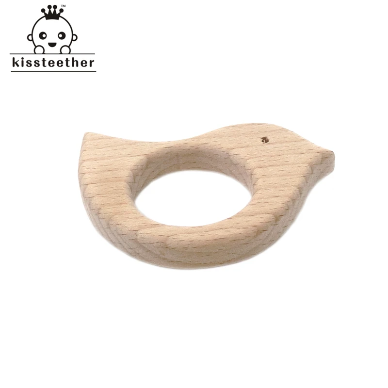 Kissteether Massaggiagengive per uccelli in legno di faggio naturale Giocattoli biologici fatti a mano per bambini Ciondolo in legno fai-da-te Dentizione sicura ecologica