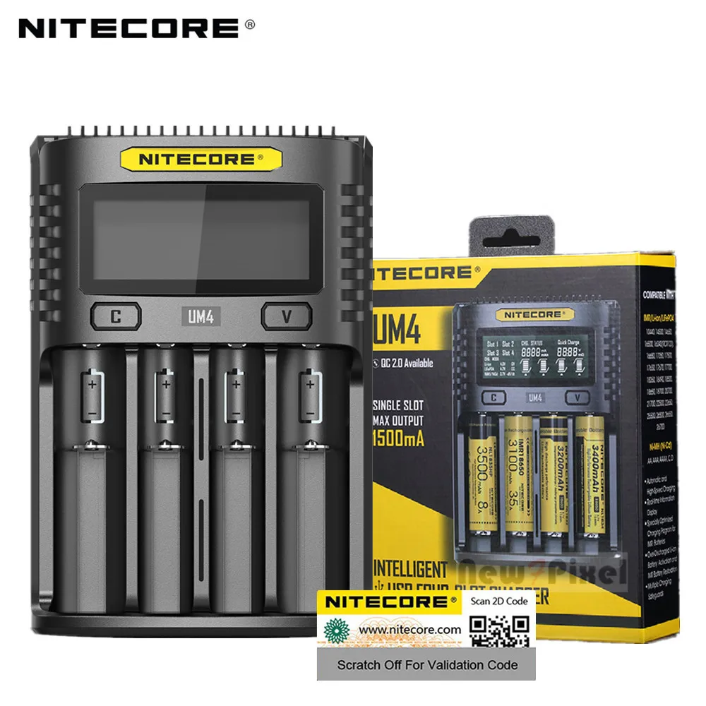 Time Limited Sale Original Nitecore UM4 USB Four-slot QC Charger Intelligent Circuitry Global Insurance Li-ion AA 18650 Charger