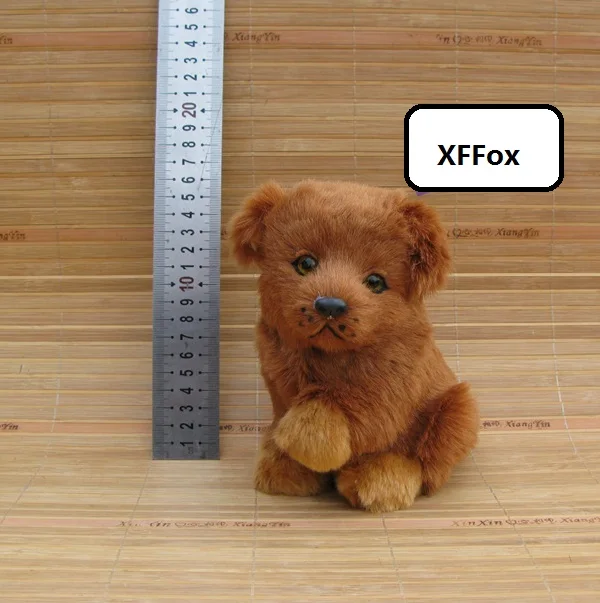 

cute real life sitting brown dog model plastic&furs golden dog doll gift about 12x12x16cm xf1564