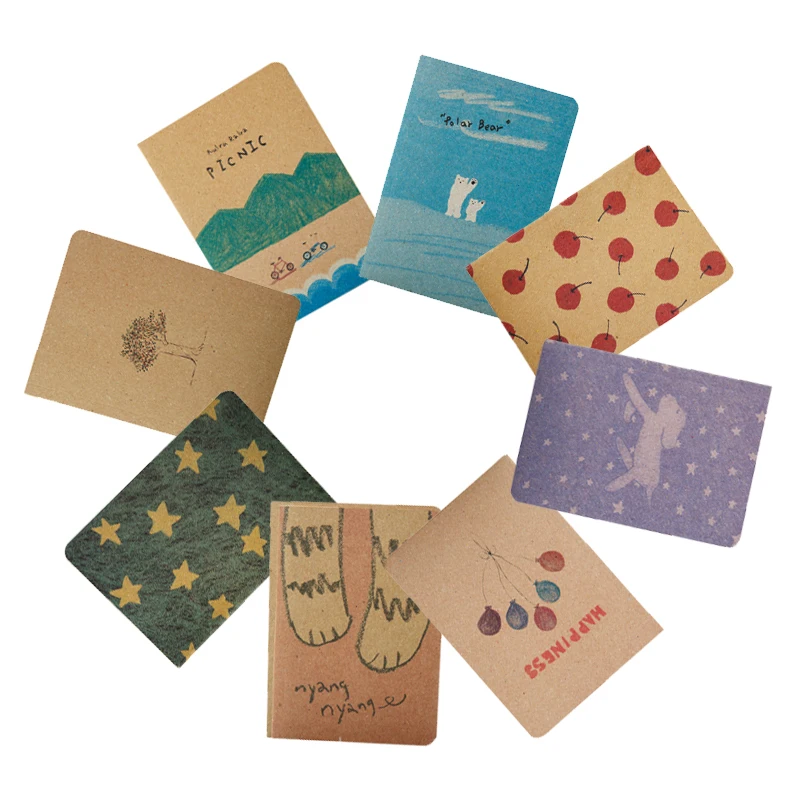 New Arrival Vintage Cover Cute Fresh Blank Page Notebook Cartoon Notepad Daily Memo Sketchbook Stationery Office School Supplies