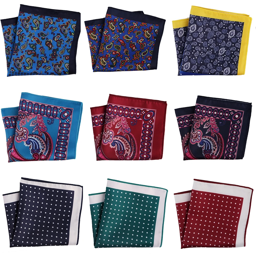 Tailor SMITH สไตล์ Hankies สีสันสดใส Paisley พ็อกเก็ตสแควร์ VINTAGE ผ้าเช็ดหน้าผ้าพันคอบุรุษอุปกรณ์เสริมแฟชั่น