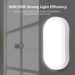 방습 LED 벽 램프, 발코니 욕실용 방수 벽 조명, 타원형 및 원형 모양, 85V-265V, 16W, 20W