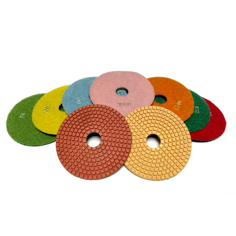 RIJILEI 10 Pieces/Lot 5 Inch Diamond Polishing Pad Wet Granite Polishing Pads 125mm Diamond Polishing Pads Marble Concrete 5DS1