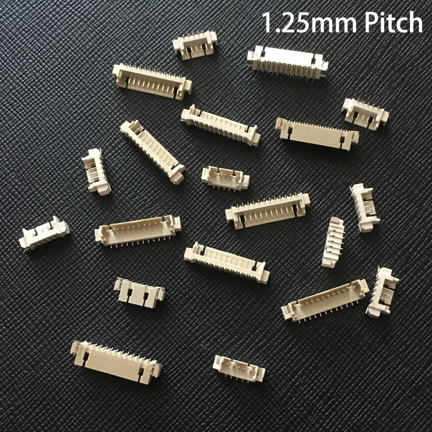 1.25mm Pitch Spacing 13P 14P 15P 16P Pins Single Row Patch Vertical Right Angle SMD SMT Female Socket Terminal Wafer Connector