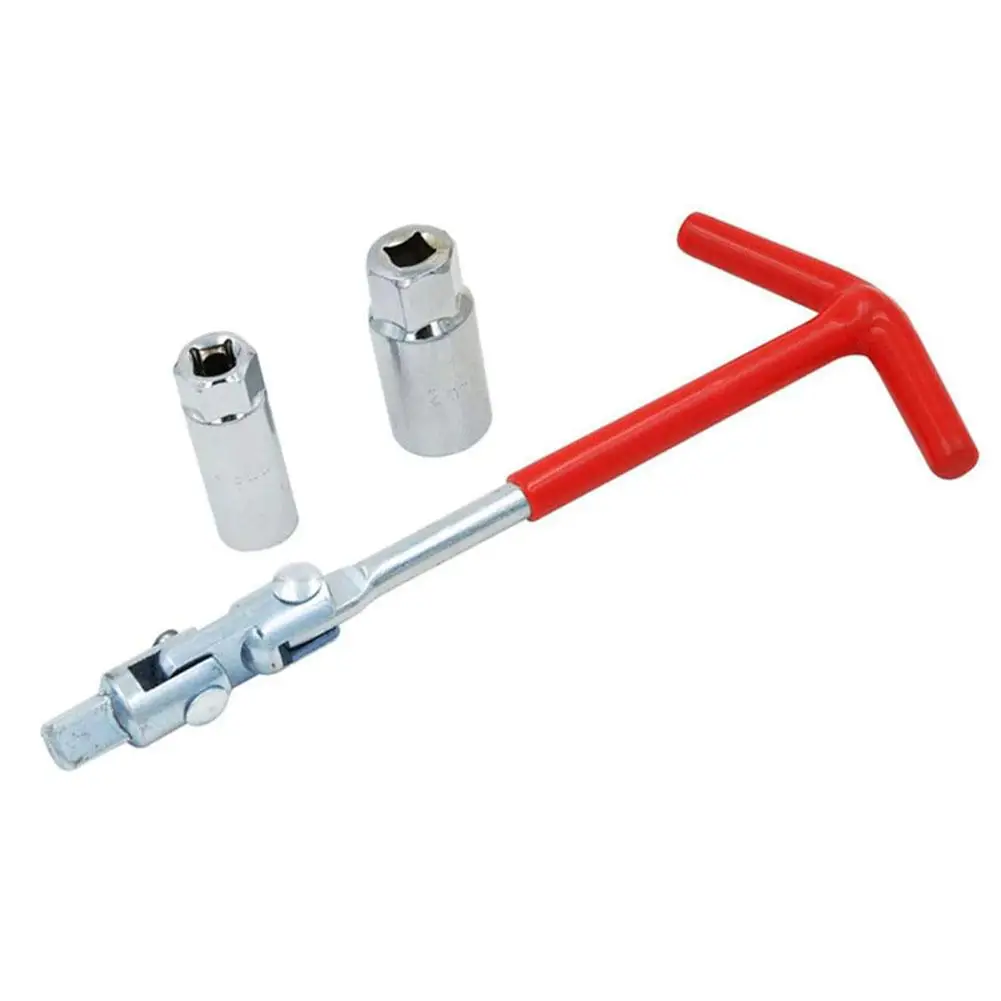 3PCS Car Universal T-Handle Dual Use Spark Plug Wrench Kit Remover Installer Joint Spark Plug Socket Wrench Tool