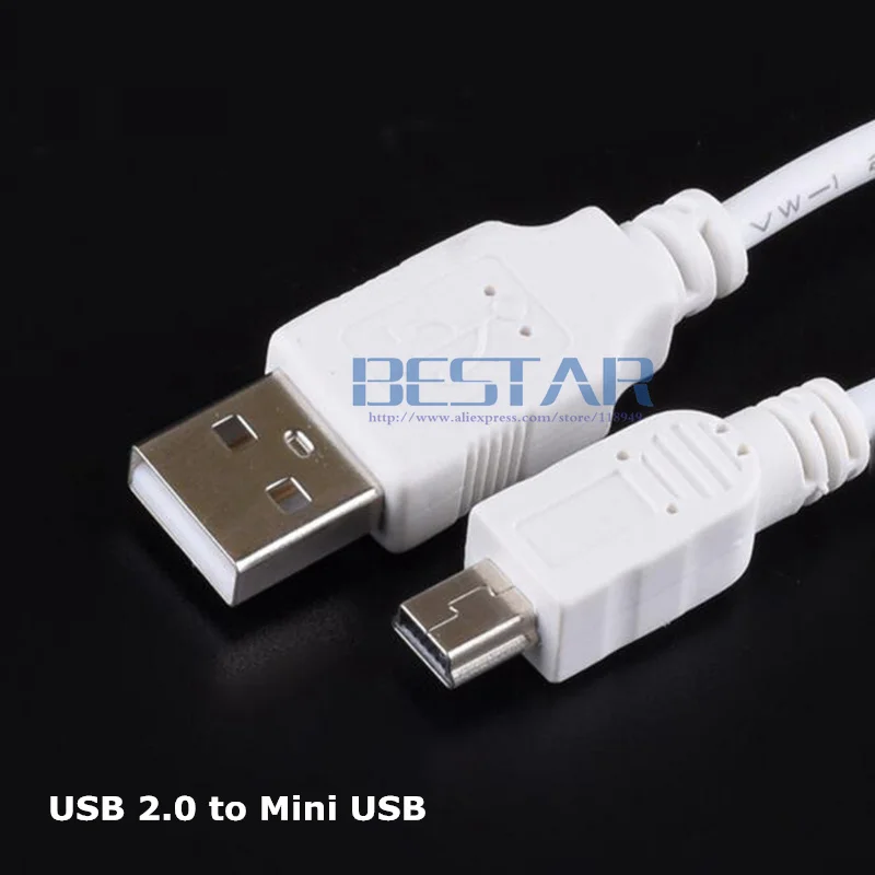 White DC power plug MINI USB 5pin 5P male convert to USB 2.0 A male Jack with cord connector charging charge cable 1m 3FT