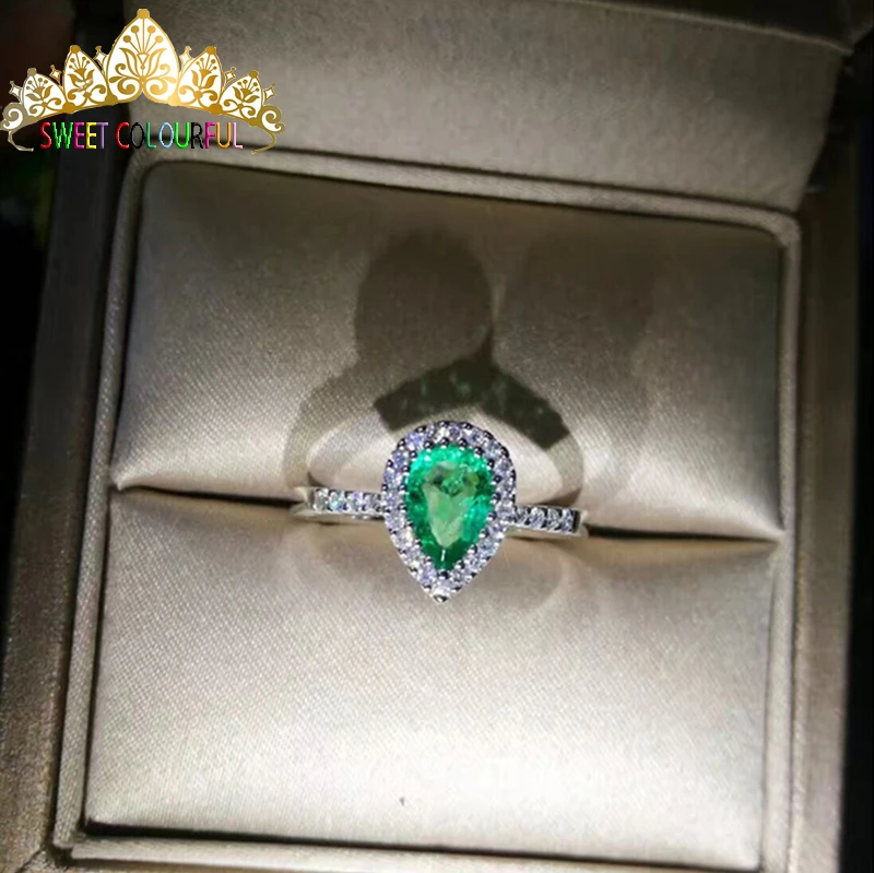 100% 9K Gold Lab Created Emerald and Moissanite Diamond Ring With national certificate Em-003