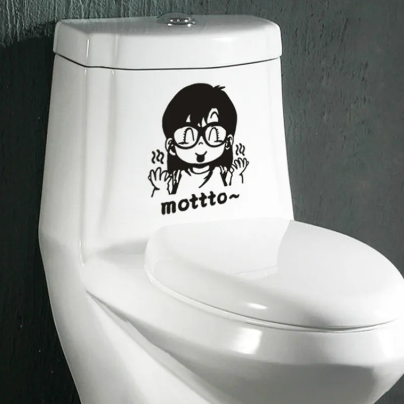 1PCS Cute Girl Motto Funny Wall Sticker Cartoon Toilet Sticker For Bathroom Bedroom Home Decoration