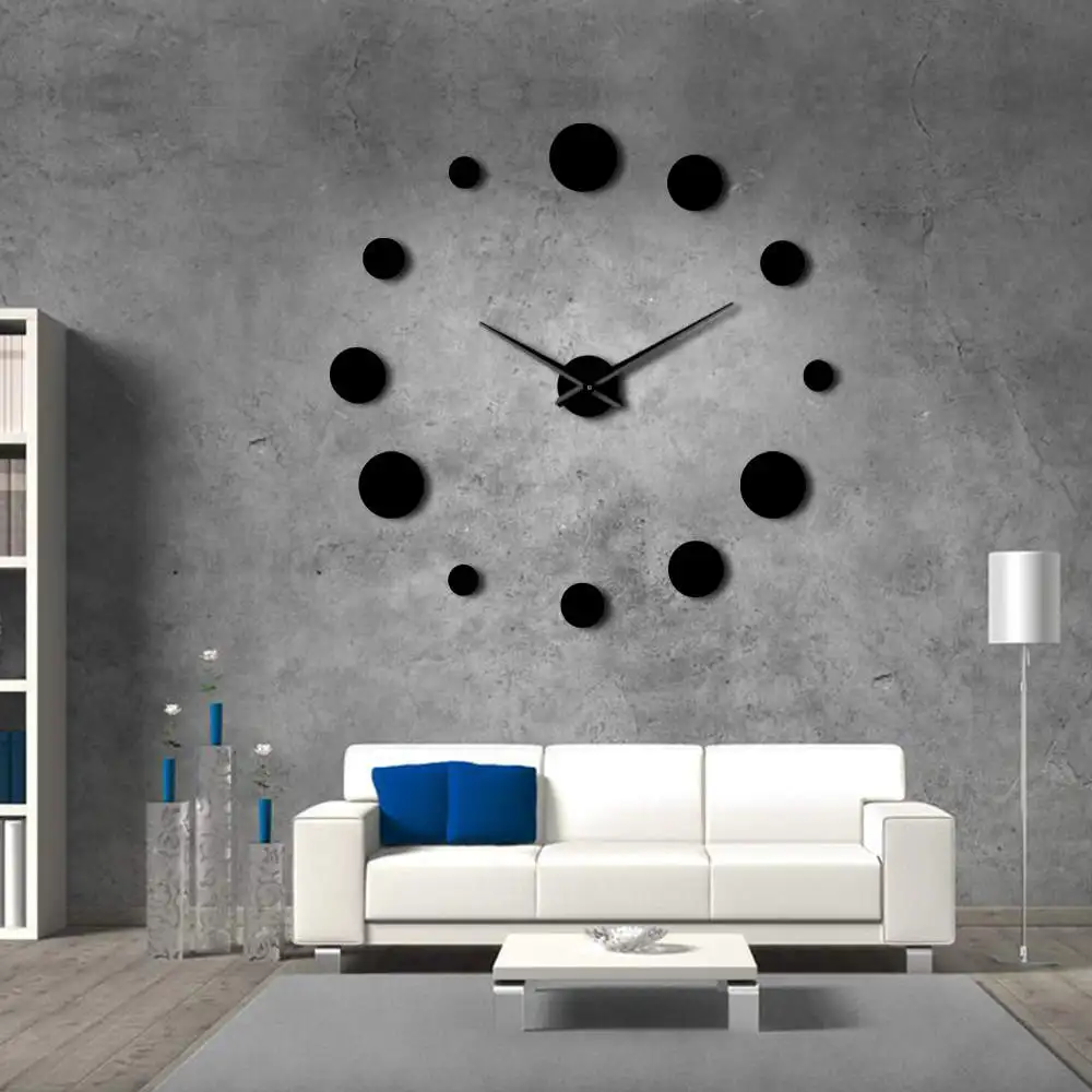 Round Mirror Large DIY Wall Clock Modern Silent Frameless Giant Wall Clock Watch Home Decor Accessories DIY Enthusiasts Gift