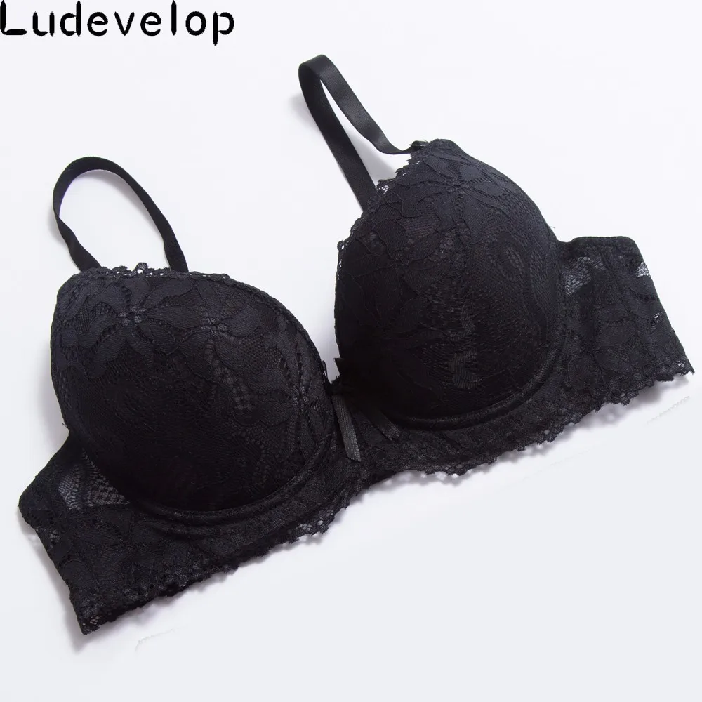 Hot Lace Embroidery Bra Women Plus Size Push Up Underwear Bras 34 36 38 BC Cup For Female The thin under thick Brassiere