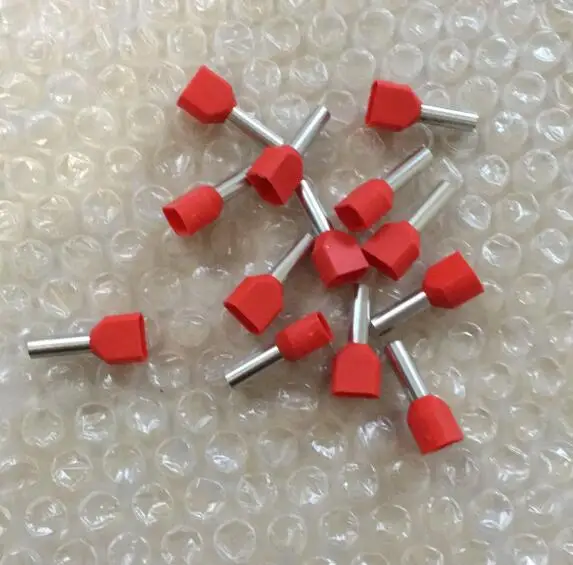 200pcs TE2510 TE2513 2x2.5mm2 Double tube line nose needle shape Insulated Bootlace Ferrule Terminal