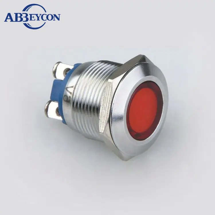 Flache Runde Schraube Terminal Edelstahl Durchmesser 19mm LED Blau Farbe Wasserdichte Runde Dot LED Metall Shell Anzeige Licht