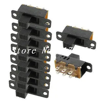 10 Pcs 6 Solder Lug Pin ON/OFF/ON 3 Position 2P2T DPDT Panel Mount Slide Switch