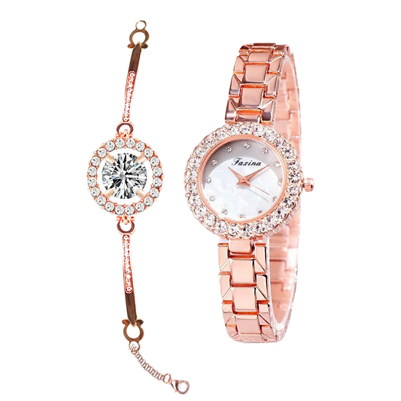 

2019 Fashion Woman Quartz Watch Zicon Bracelet Two Pieces Jewelry