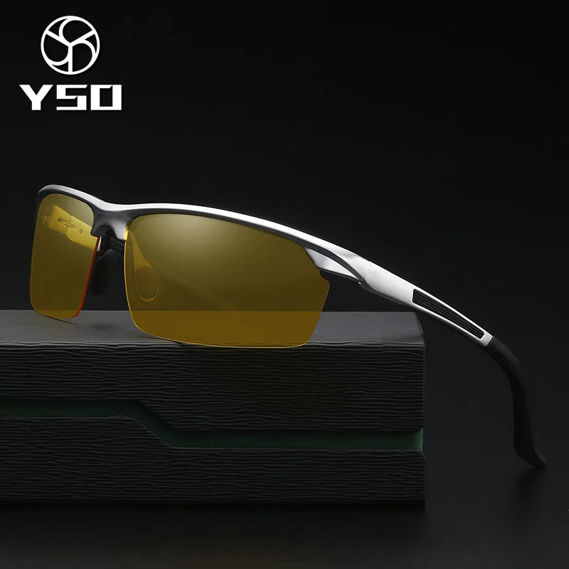 

YSO Men Night Vision Glasses Aluminium Magnesium Frame Polarized Night Vision Goggles For Car Driving Anti Glare Glasses 8529