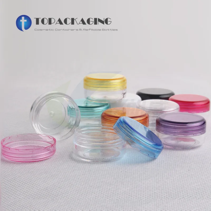 

100PCS/LOT-3G Cream Jar,Clear Plastic Cosmetic Container,Empty Nail Art Sub-bottling,Sample Eyeshadow Cream Canister,Cream Pots