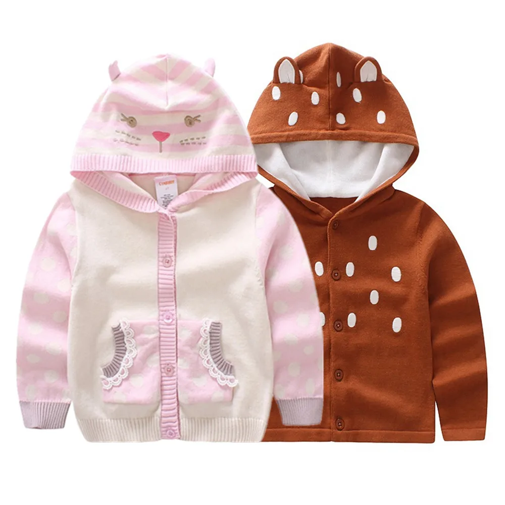 1-3T Spring Autumn Toddler Boys Girls Sweater Hooded Coat Children Clothing Pull Fille Sweater Coat Knite Cardigan Kids Clothes