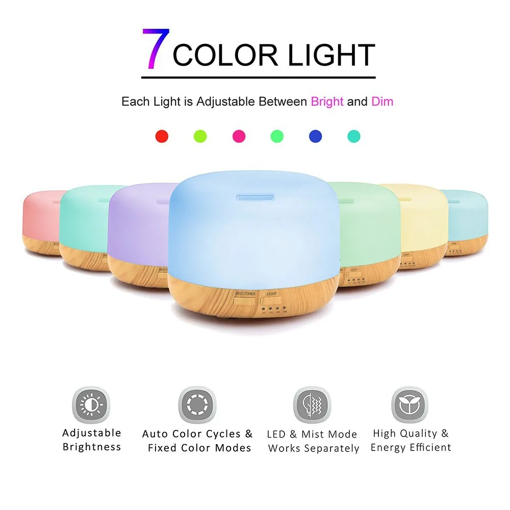 Aromatherapy Air Humidifier Essential Oil Diffuser with 7 Color Changing LED Light for Home Room Spa Ultrasonic Aroma Diffuser