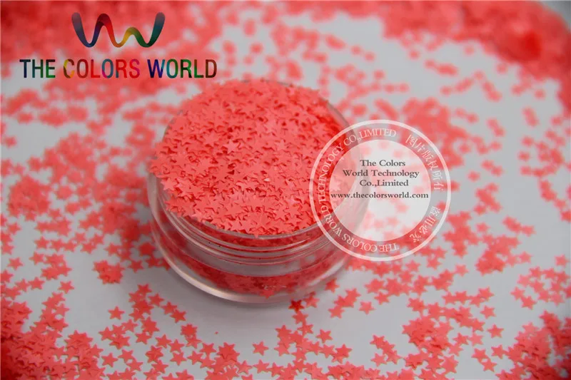 Solvent resistant Sparkles-Neon  Pink Red Color Stars-shaped Glitter Confetti for Nail Polish and DIY decoration 1Pack =50g