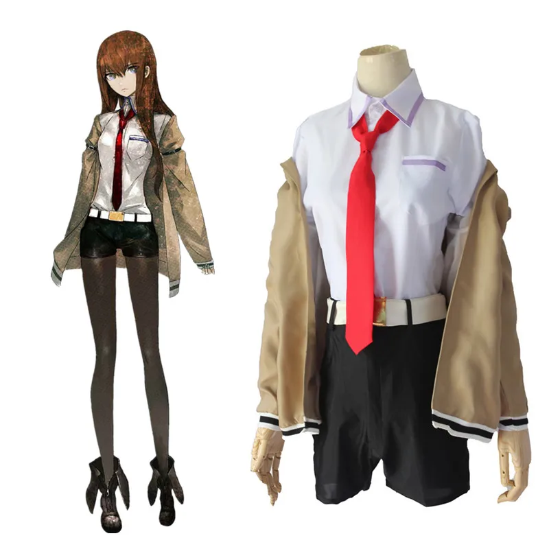 CosZtkhp Steins Tor Cosplay Kostüm Japanischen Anime Cosplay Makise Kurisu Cosplay Jacke Mantel Outfit Anzüge Uniform für Frauen Männer