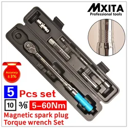 Mxita  5 Pcs Magnetic spark plug torque wrench Set Car repair tool 3/8 5-60NM Spanner Ratchet Wrench hand tool set